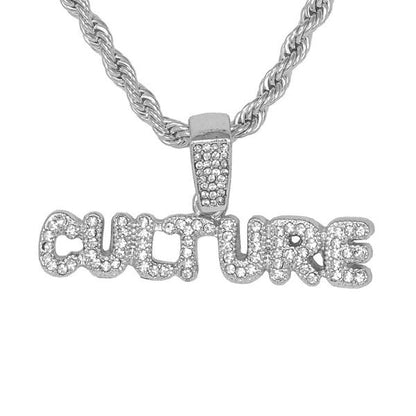Iced Medium Culture Pendant with 4mm Rope Chain 24" - HC-3502*