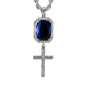 Iced Mini Cross Color Stone Pendant with 3mm Rope Chain 24" - HC-311**
