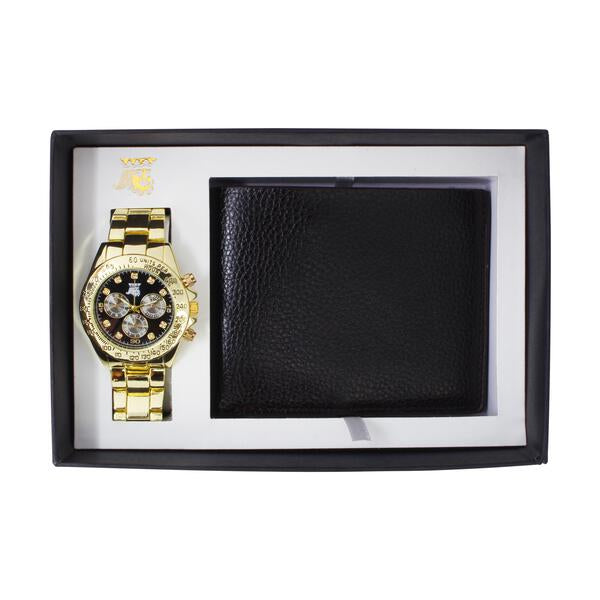 Men's Classic Metal Band Watch and Wallet Gift Set - WWS-8938A