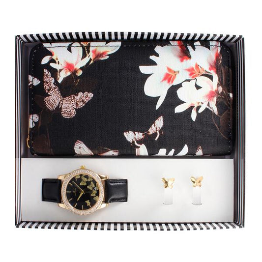 Ladies Matching Leather Watch and Wallet Set - LWS-101