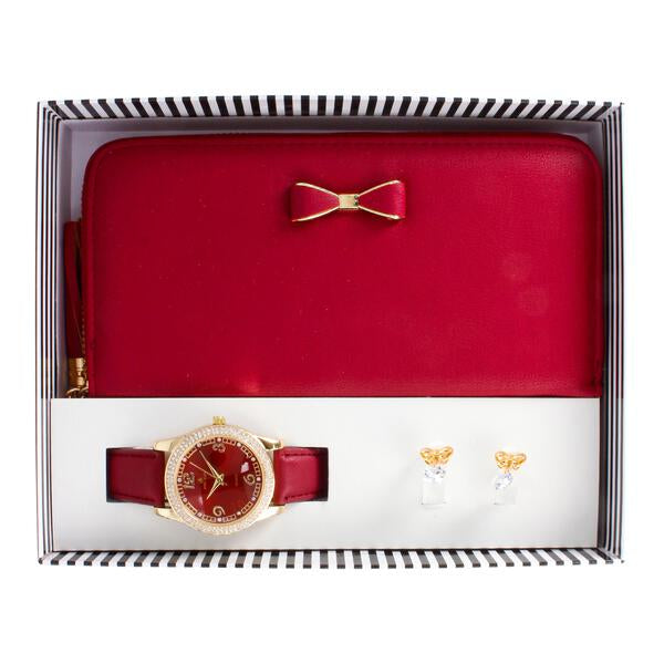 Ladies Matching Leather Watch and Wallet Set - LWS-107