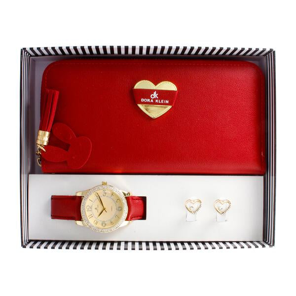 Ladies Matching Leather Watch and Wallet Set - LWS-106
