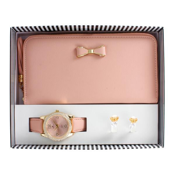 Ladies Matching Leather Watch and Wallet Set - LWS-107