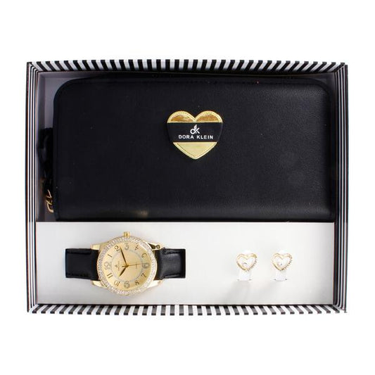 Ladies Matching Leather Watch and Wallet Set - LWS-106