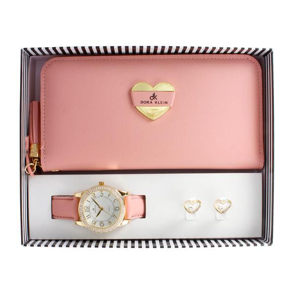 Ladies Matching Leather Watch and Wallet Set - LWS-106