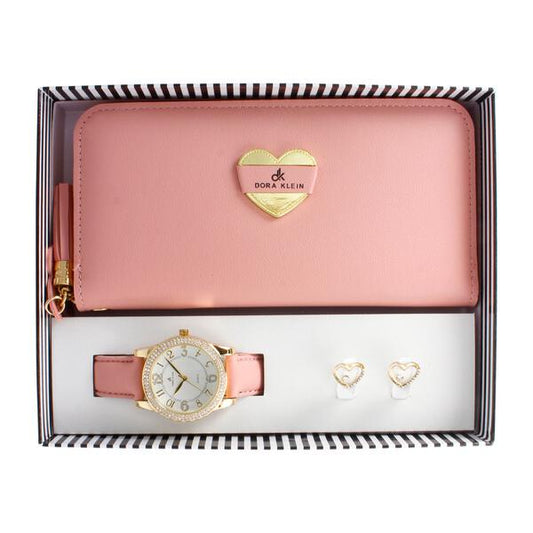 Ladies Matching Leather Watch and Wallet Set - LWS-106