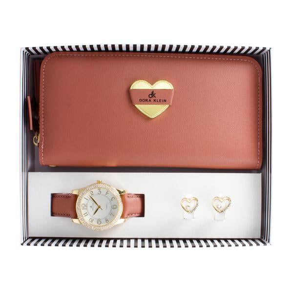 Ladies Matching Leather Watch and Wallet Set - LWS-106