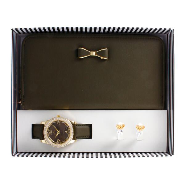Ladies Matching Leather Watch and Wallet Set - LWS-107