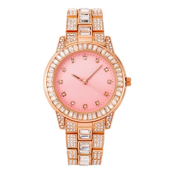 Ladies Iced-Out Metal Band Watch - 9517B-MB