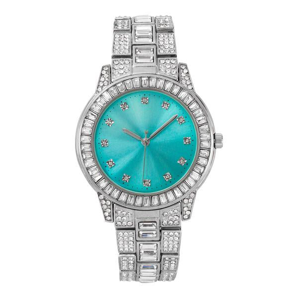 Ladies Iced-Out Metal Band Watch - 9517B-MB