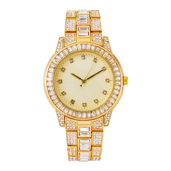 Ladies Iced-Out Metal Band Watch - 9517B-MB