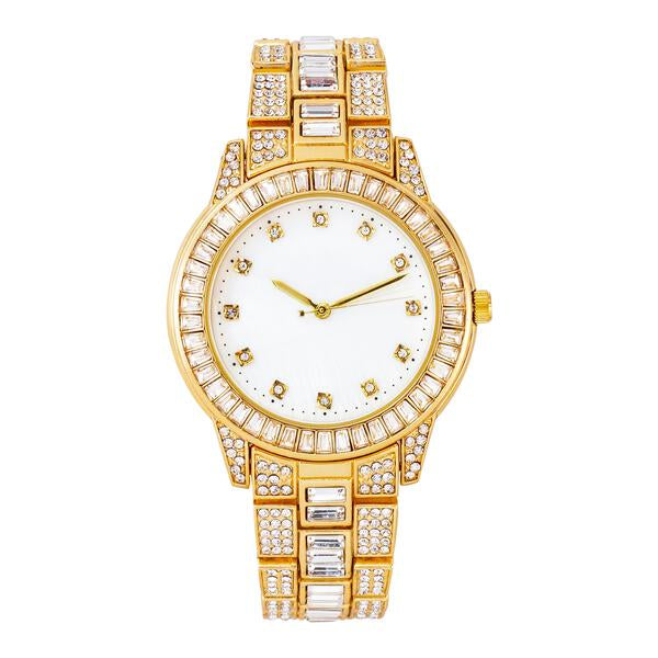 Ladies Iced-Out Metal Band Watch - 9517B-MB