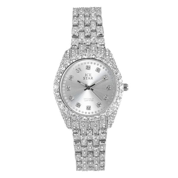 Ladies Iced-Out 32mm Metal Band Watch - 9531-MB