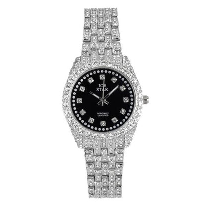 Ladies Iced-Out 32mm Metal Band Watch - 9531-MB