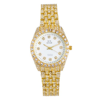 Ladies Iced-Out 32mm Metal Band Watch - 9531-MB
