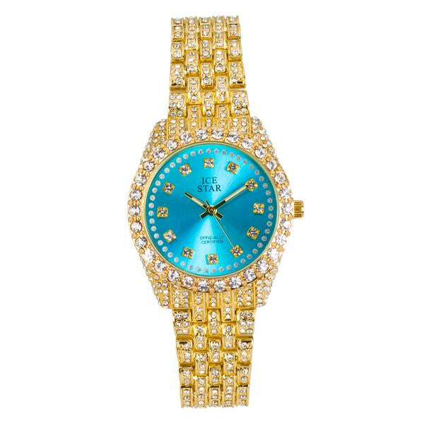 Ladies Iced-Out 32mm Metal Band Watch - 9531-MB