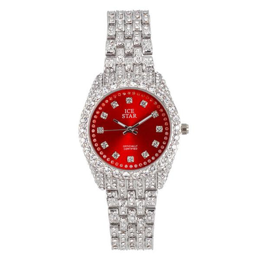 Ladies Iced-Out 32mm Metal Band Watch - 9531-MB
