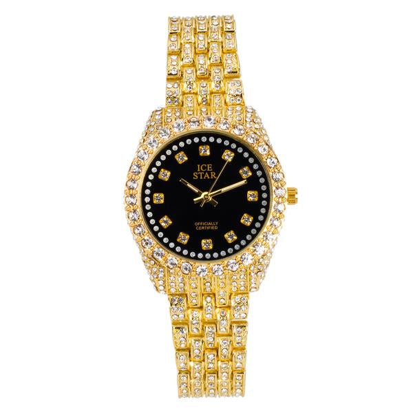 Ladies Iced-Out 32mm Metal Band Watch - 9531-MB