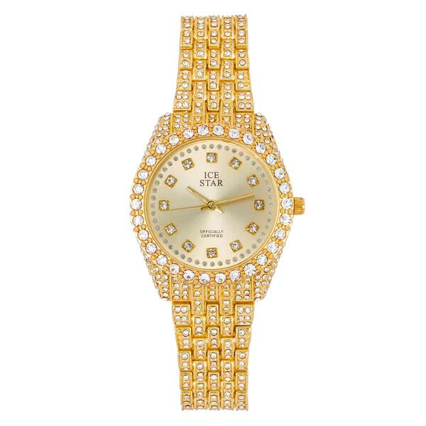 Ladies Iced-Out 32mm Metal Band Watch - 9531-MB