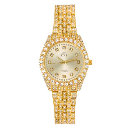 Ladies Iced-Out 32mm Metal Band Watch - 9531-MB
