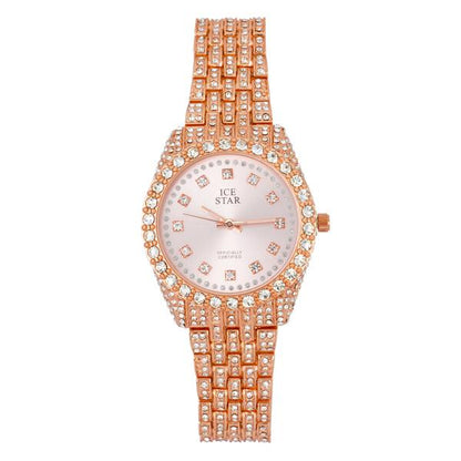 Ladies Iced-Out 32mm Metal Band Watch - 9531-MB