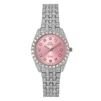 Ladies Iced-Out 32mm Metal Band Watch - 9531-MB