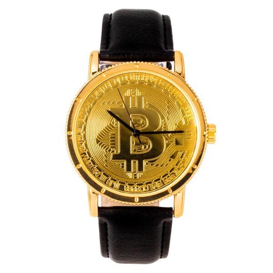 Classic 40mm Bitcoin Leather Band Watch - 8842B-LB