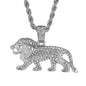 Iced Medium Lion Pendant with 4mm Rope Chain 24" - HC-1390