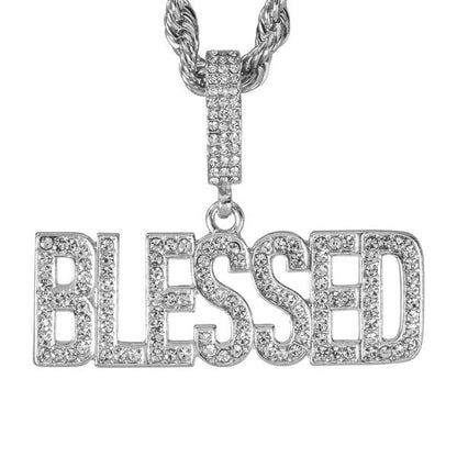 Iced Large Blessed Pendant with 8mm Rope Chain 24" - RC-5004