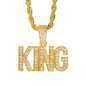 Iced Medium King Pendant with 4mm Rope Chain 24" - RC-1003