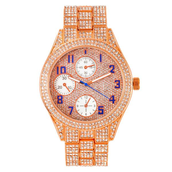 Urban Iced Out 44mm Metal Band Watch - 9120Z-MB