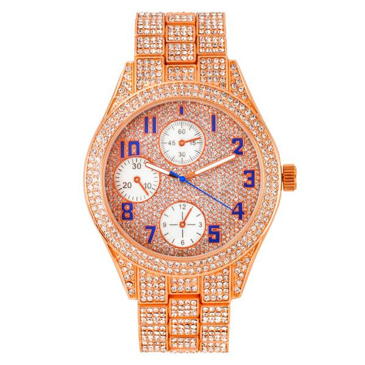 Urban Iced Out 44mm Metal Band Watch - 9120Z-MB