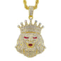 Iced Large Lion Pendant with 8mm Rope Chain 24" - HC-8078