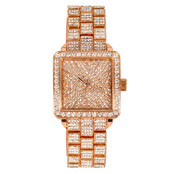 Ladies Iced-Out 31mm Metal Band Watch - 9731-MB