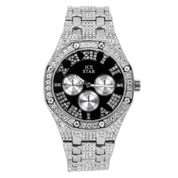 Urban Iced Out 46mm Metal Band Watch - 9122S-MB