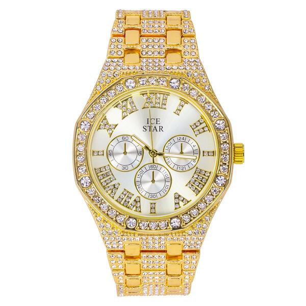 Urban Iced Out 46mm Metal Band Watch - 9122S-MB