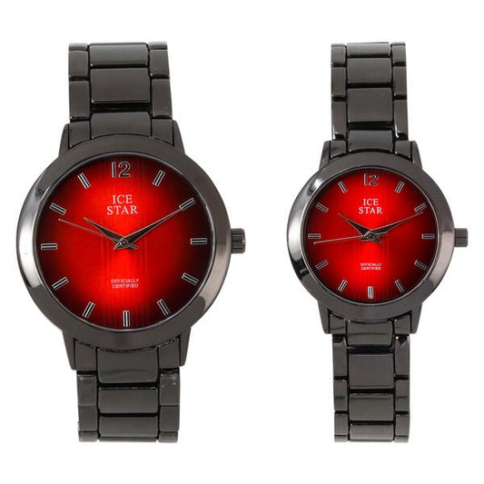 His and Her Matching Metal Band Watch Set - HH4904 MB