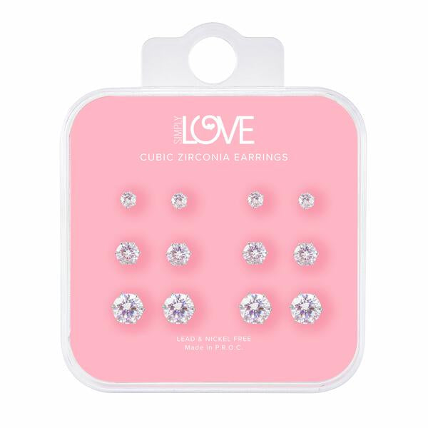 Ladies Round Stud Earring 6-Pack - CET-211