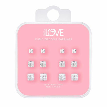 Ladies Square Stud Earring 6-Pack - CET-212