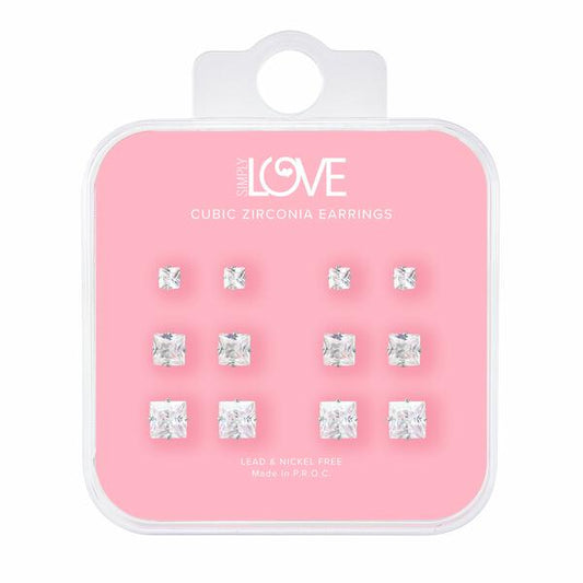 Ladies Square Stud Earring 6-Pack - CET-212