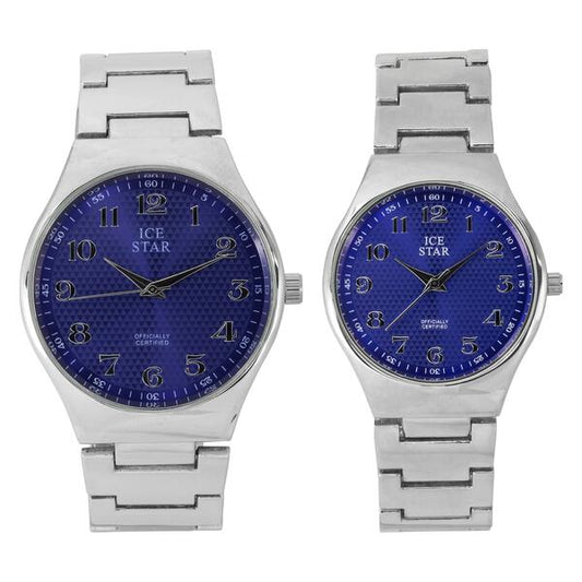 His and Her Matching Metal Band Watch Set - HH9282 MB
