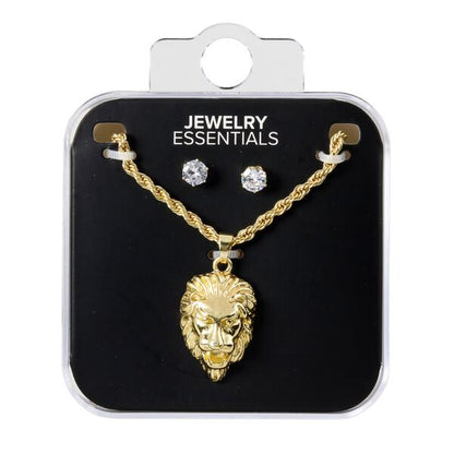 Mens Lion Necklace with Studs - DD-259