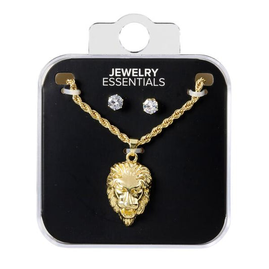 Mens Lion Necklace with Studs - DD-259