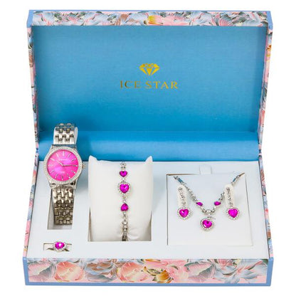 Ladies Metal Band Watch and Jewelry Set - LMS-9041