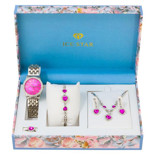 Ladies Metal Band Watch and Jewelry Set - LMS-9041