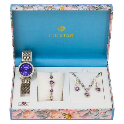Ladies Metal Band Watch and Jewelry Set - LMS-9041