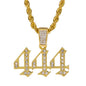 Iced Medium 444 Pendant with 4mm Rope Chain 24" - RC-1007