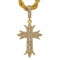 Iced Large Cross Pendant with 8mm Rope Chain 24" - HC-8080