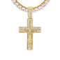 Iced Medium Cross Pendant with 3.5mm Tennis Chain 24" - HS-81042
