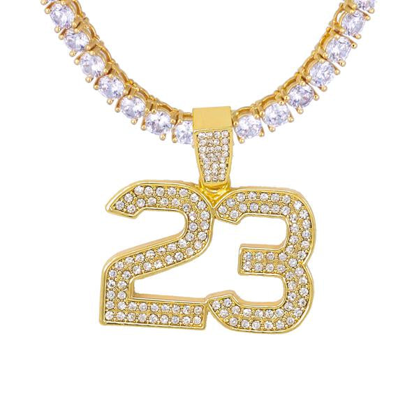 Iced Medium 23  Pendant with 3.5mm Tennis Chain 24" - HS-81031